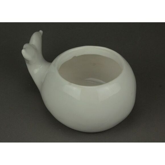 White Ceramic Coastal Decor Pudgy Whale Planter - Picture 2 of 3